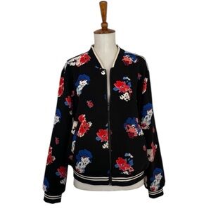 Vince Camuto‎ Floral Bomber Jacket Women’s L Traveling Bloom Lightweight Casual
